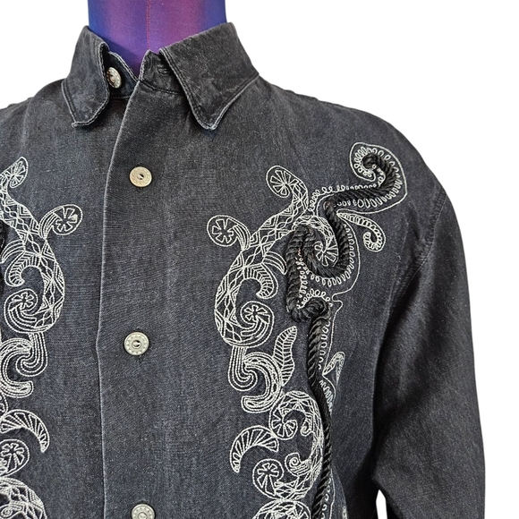 Vintage International Male Western Embroidered Rope Button Down Shirt Medium L8 - Picture 3 of 11